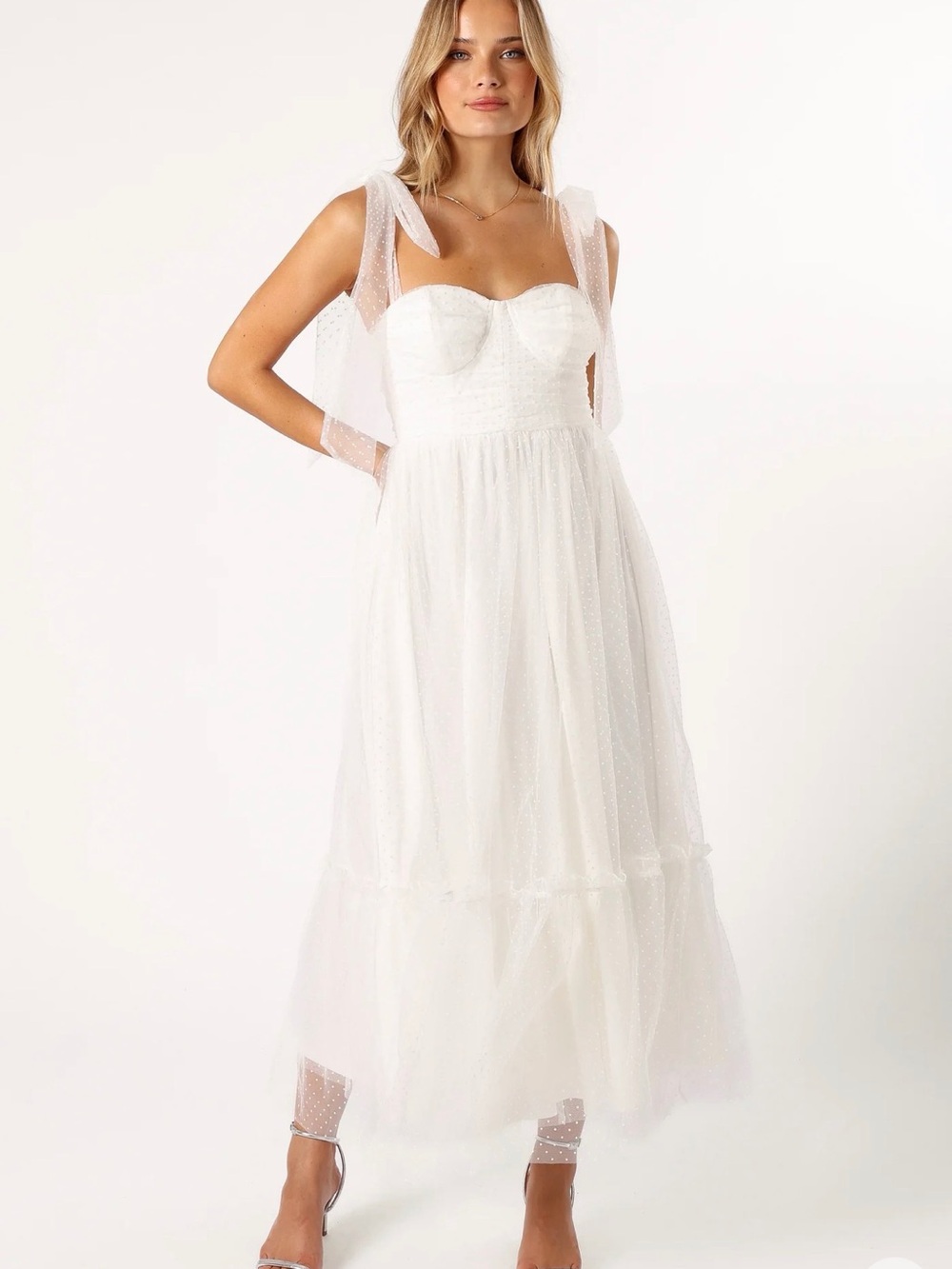 Petal & Pup White Tie-Strap Maxi Dress